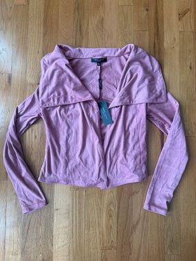 Romeo + Juliet Couture Faux Suede Open Front Draped Jacket